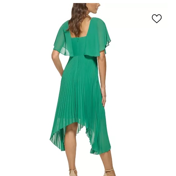 Dark Green Kenzie Dress (DARK Green) layers of chiffon and soft pleats, size 4 - Picture 6 of 7